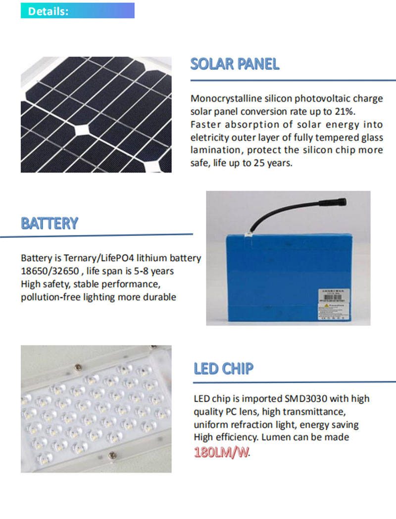 Excellent quality 30w 20watt ip65 solar street lighting 80w 60w solar lamp led street light